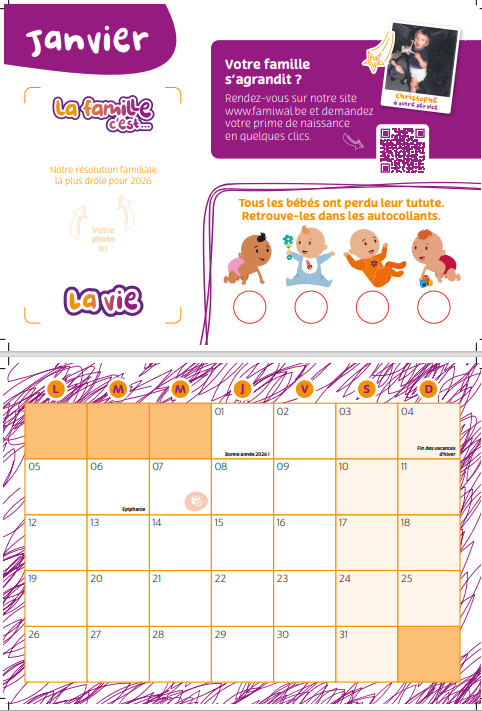 exemple Janvier calendrier FAMIWAL